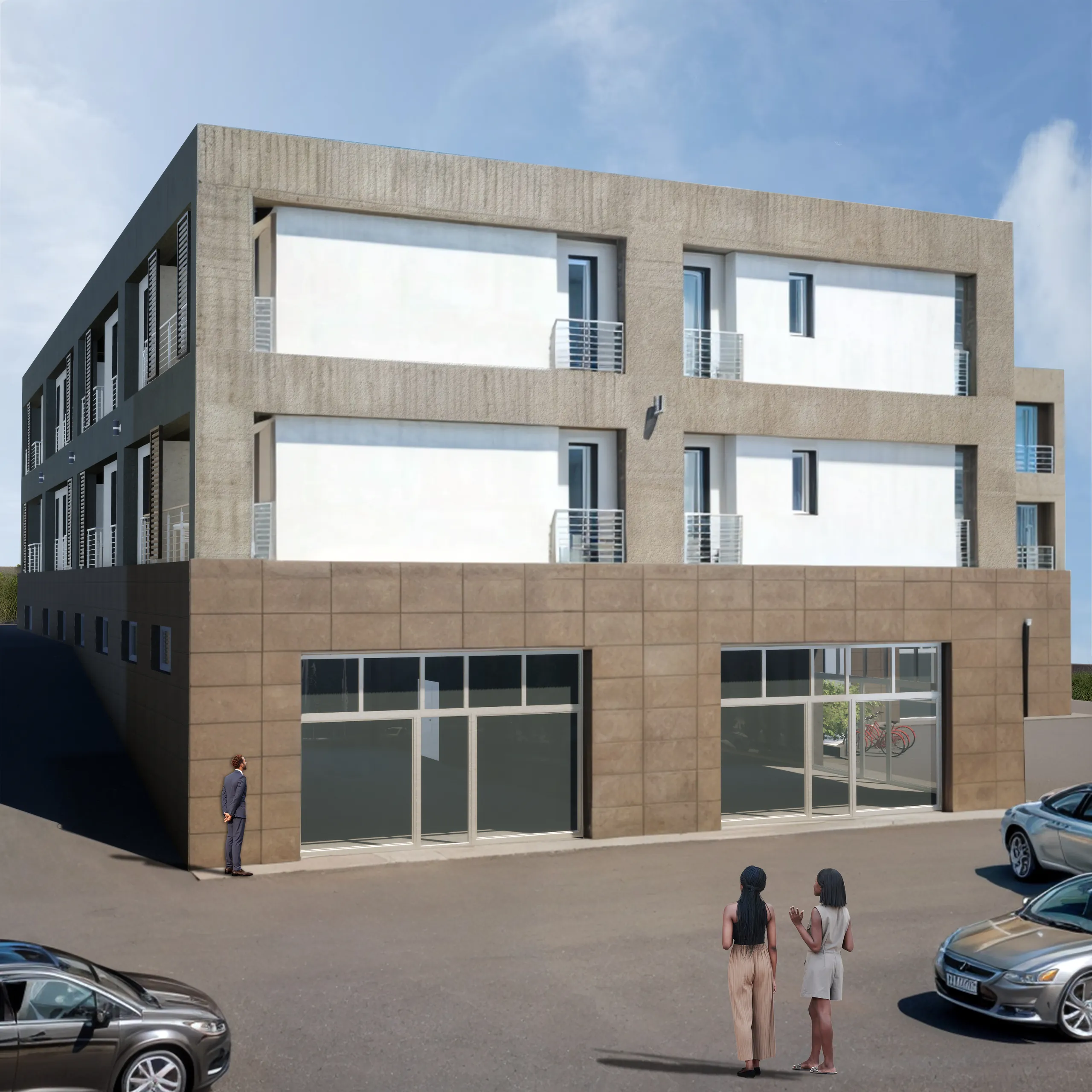 Render diurno del complesso residenziale Domus Magna Grecia in Viale Magna Grecia a Catanzaro